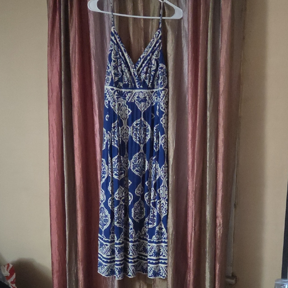 Baltic Born Blue and Cream Maxi Dress